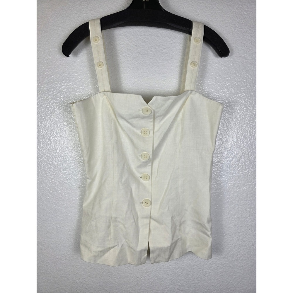 Derek Lam 10 Crosby Blanc de Blanc Button Front Nova Vest Top White Size 6